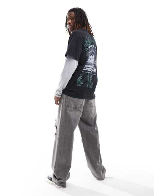 Reclaimed Vintage - T-shirt double épaisseur de skateur - Anthracite, 4 de 4