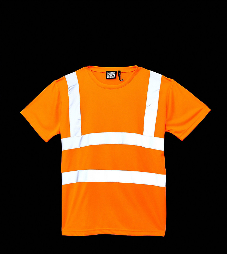 Reclaimed Vintage - T-shirt fluorescente con fettuccia catarifrangente-Arancione