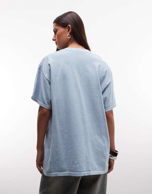 Reclaimed Vintage t-shirt graphique unisexe bleu, 4 de 4
