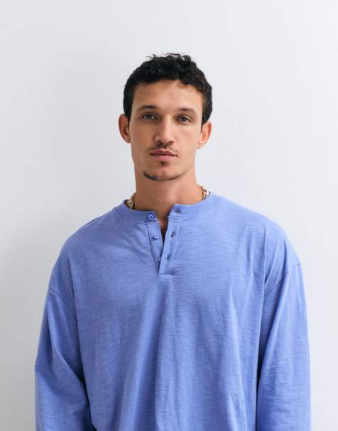Reclaimed Vintage t-shirt henley bleu - view 1