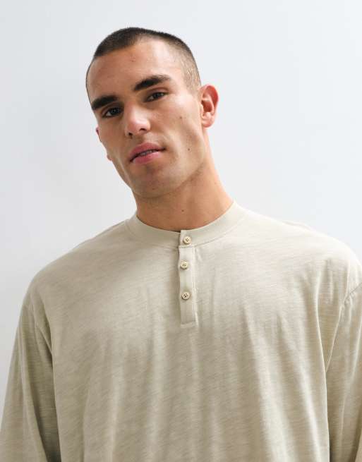 Reclaimed Vintage t-shirt henley en pierre, 1 de 5
