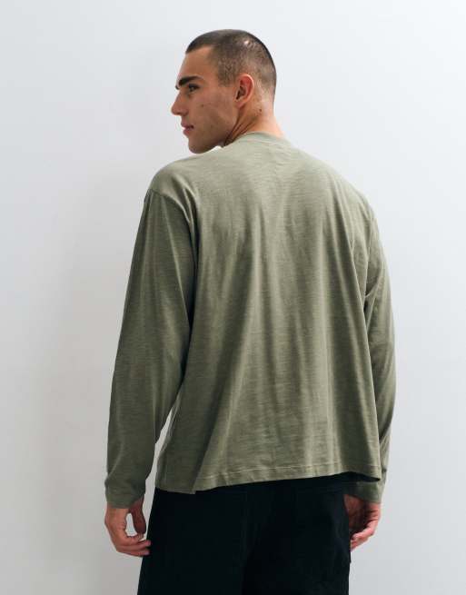 Reclaimed Vintage T-shirt henley w kolorze khaki, 5 z 5