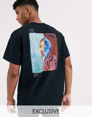 T-shirt met Van Gogh-print in zwart 