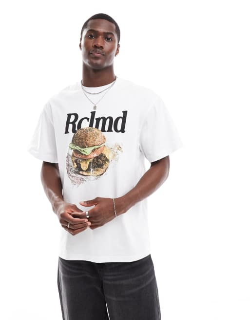 Reclaimed Vintage - T-shirt oversize avec imprimé burger - Blanc, 4 de 4