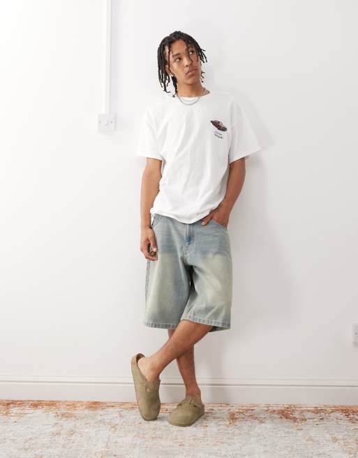 Reclaimed Vintage - T-shirt oversize bianca con stampa di auto sul retro, 4 di 4