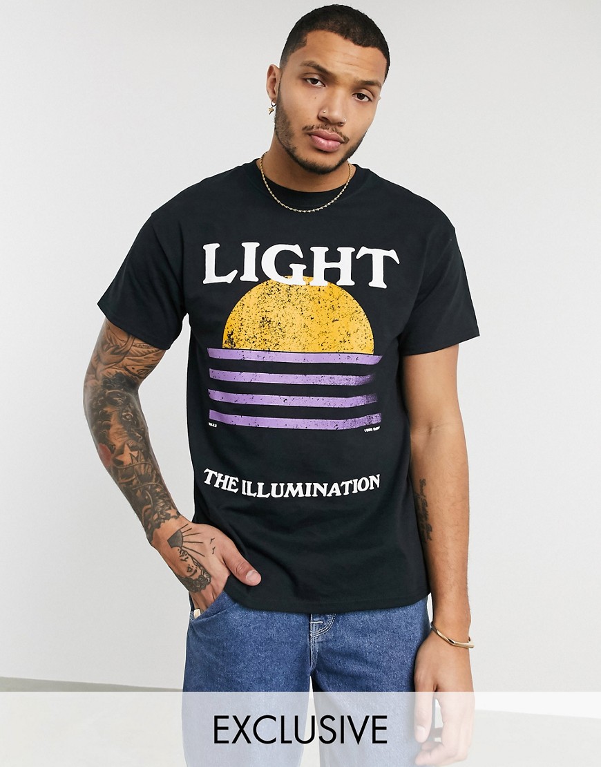 Reclaimed Vintage - T-shirt oversize con scritta Light-Nero