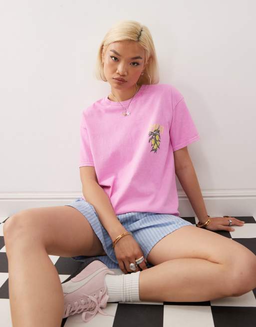 Reclaimed Vintage - T-shirt oversize rosa con stampa "Amalfi", 2 di 4
