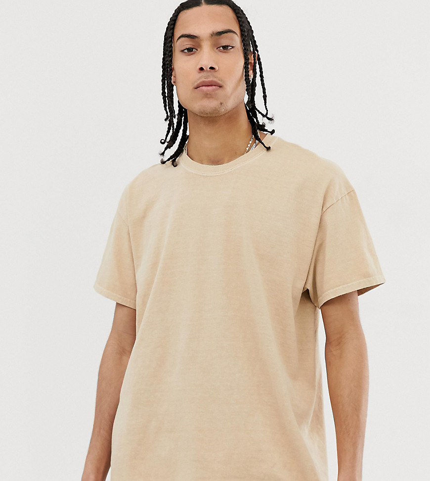 Reclaimed Vintage - T-shirt oversize sovratinta color cammello-Beige