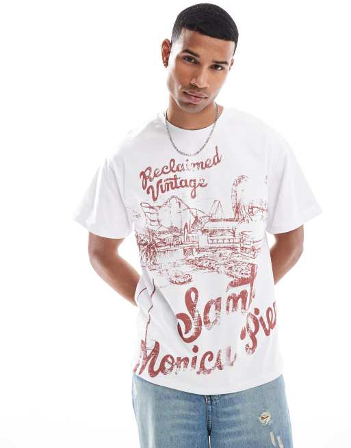 Reclaimed Vintage – T-shirt oversize z grafiką i napisem „Santa Monica”