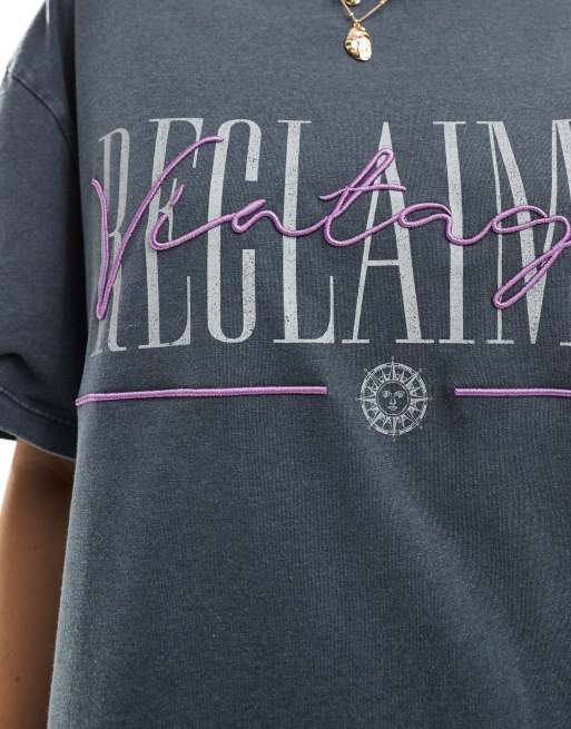 Reclaimed Vintage – T-shirt oversize z logo i efektem sprania, 2 z 4