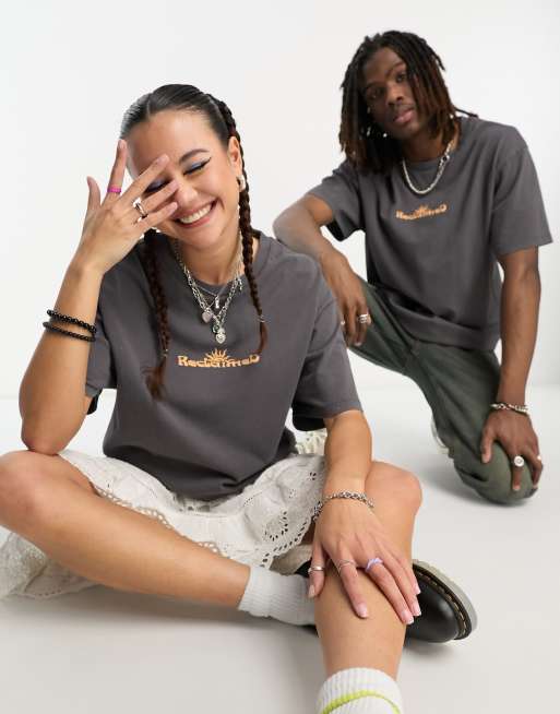 Reclaimed Vintage - T-shirt unisex antracite con logo piccolo
