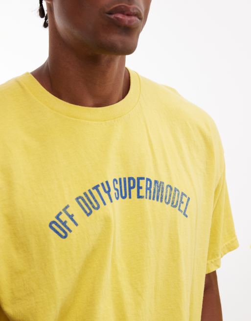 Reclaimed Vintage T-shirt unisex con slogan supermodel gialla, 3 di 4