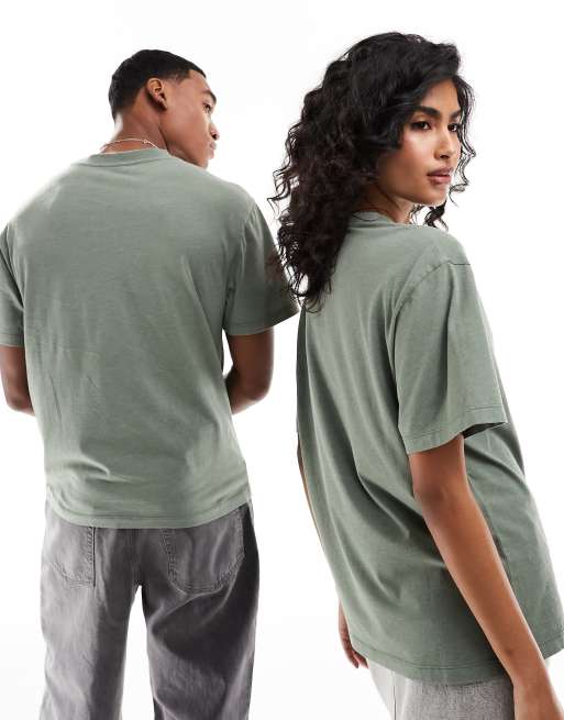 Reclaimed Vintage - T-shirt unisex kaki slavato, 2 di 4