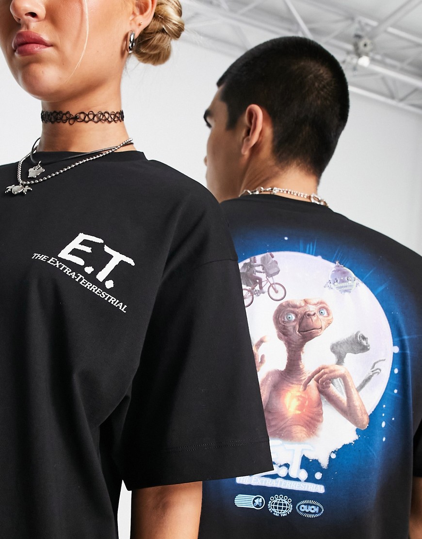 T-shirt unisex nera con stampa ET su licenza-Nero - Reclaimed Vintage T-shirt donna  - immagine1