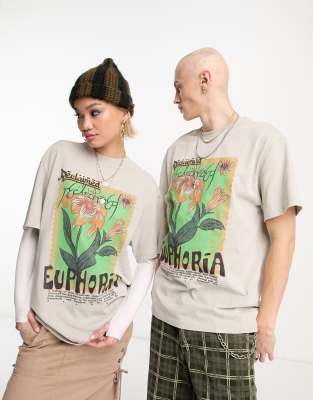 Reclaimed Vintage unisex euphoria graphic t-shirt in ecru - ASOS Price Checker