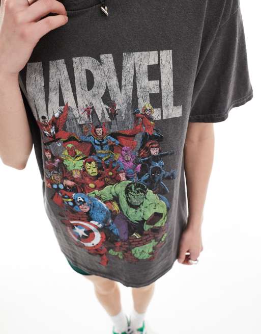 Reclaimed Vintage - T-shirt unisexe à motif Marvel sous licence - Anthracite délavé, 2 de 4
