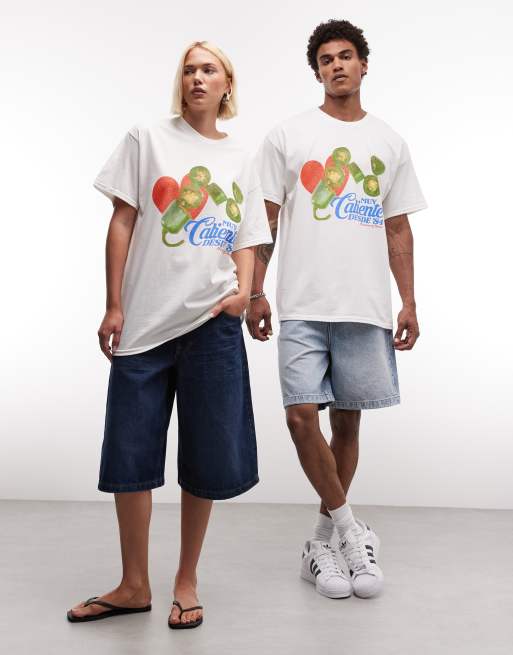 Reclaimed Vintage - T-shirt unisexe à motif piments - Blanc, 2 de 4