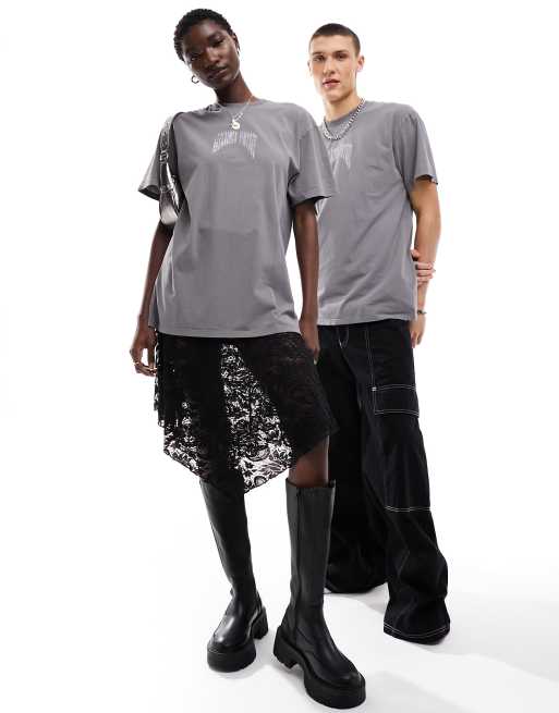 Reclaimed Vintage - T-shirt unisexe oversize avec imprimé gothique au dos - Anthracite, 2 de 4
