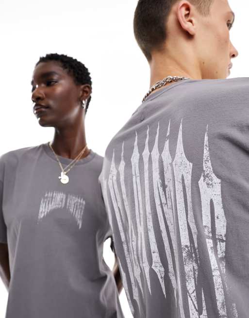 Reclaimed Vintage - T-shirt unisexe oversize avec imprimé gothique au dos - Anthracite, 4 de 4