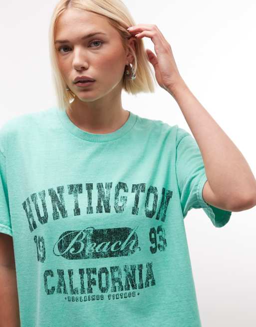 Reclaimed Vintage t-shirt unisexe rétro college turquoise, 2 de 4