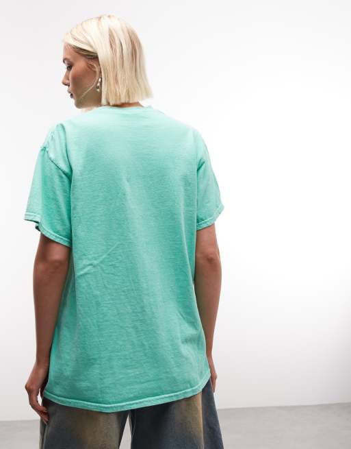 Reclaimed Vintage t-shirt unisexe rétro college turquoise, 4 de 4