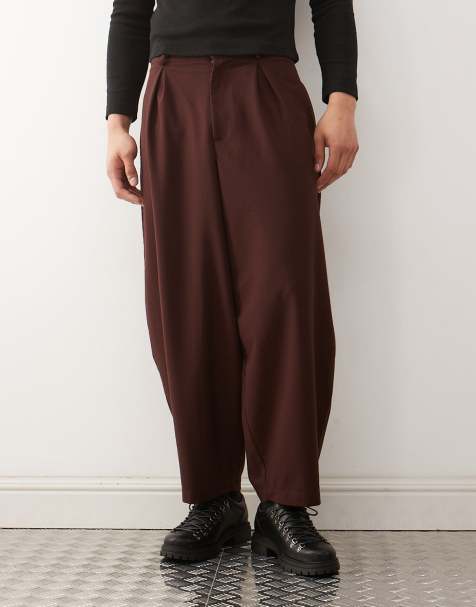 Reclaimed Vintage tailored balloon leg pants in chocolate brown - view 1
