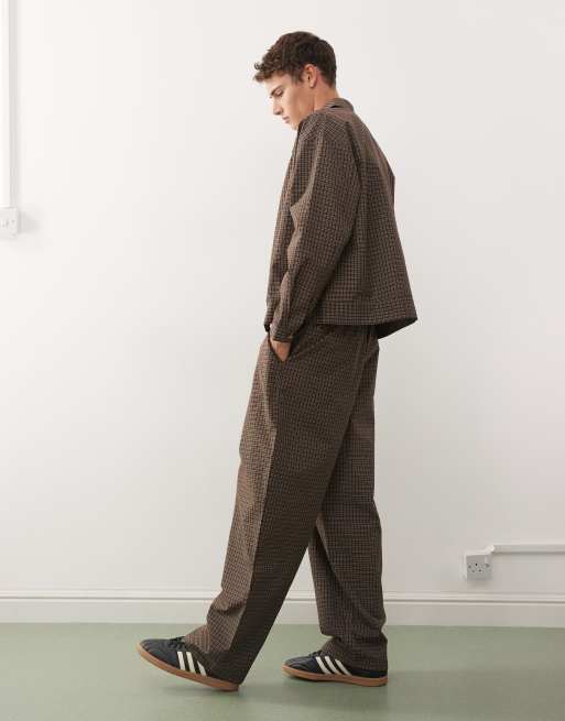 Reclaimed Vintage tailored pants with elasticated waistband in brown check (part of a set), 2 of 5