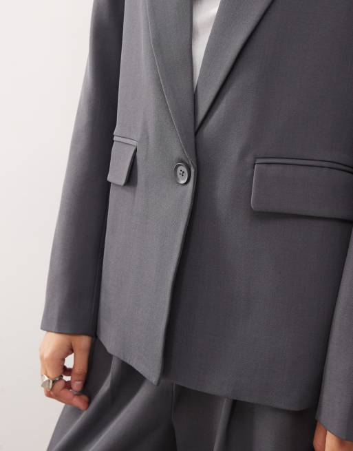 Reclaimed Vintage tailored single-breasted oversized slouchy blazer in grey (Part of a set), 3 of 4