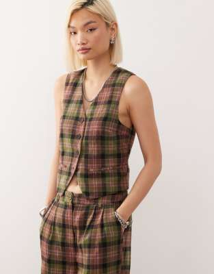 Reclaimed Vintage Reclaimed Vintage tailored waistcoat co-ord in check-Multi