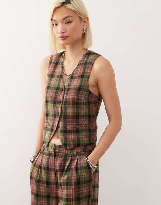 Reclaimed Vintage tailored waistcoat in check (part of a set)