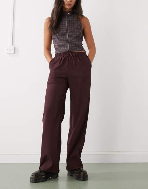 Reclaimed Vintage tailored wide leg pants in wine