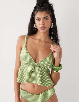 Reclaimed Vintage Tankini Top With Floaty Hem In Green