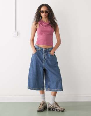 Reclaimed Vintage - Tanktop in Staubrosa mit Wasserfallausschnitt-Lila