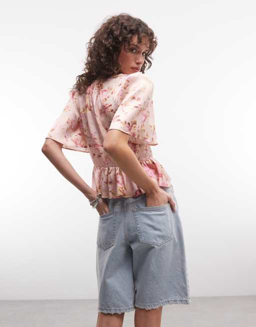 Reclaimed Vintage - Tea-top i satin med blomsterprint og blondekanter, 4 af 4