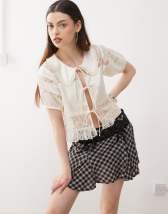 Sister Jane Bluebell tie front top in light blue | ASOS