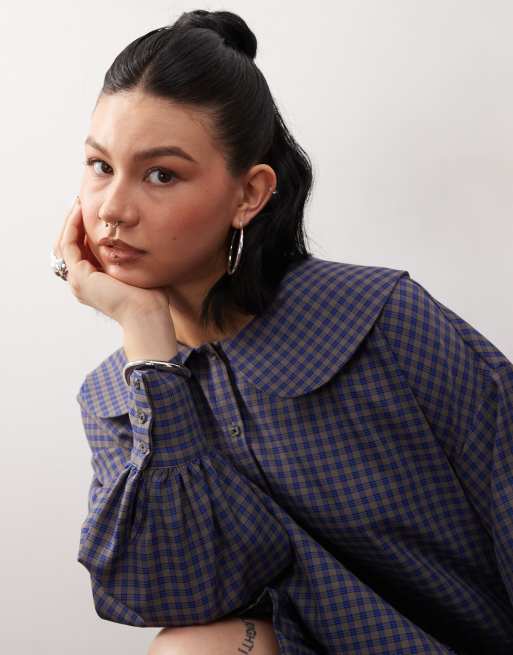 Reclaimed Vintage - Ternet smock-minikjole med Peter Pan-krave, 2 af 4