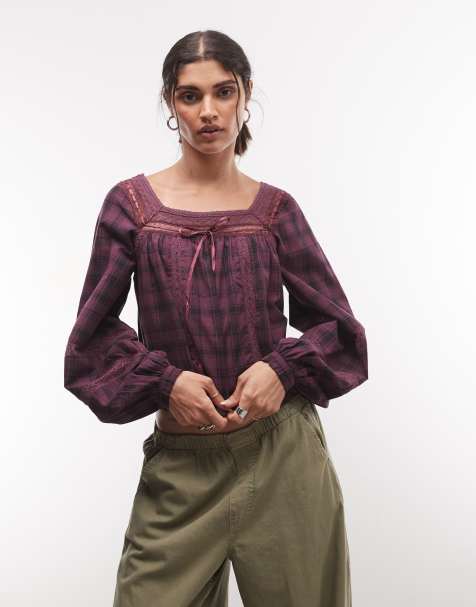 Reclaimed vintage textured check blouse - view 1