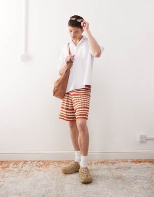 Reclaimed Vintage Textured Jersey Short Sleeve Polo Shirt
