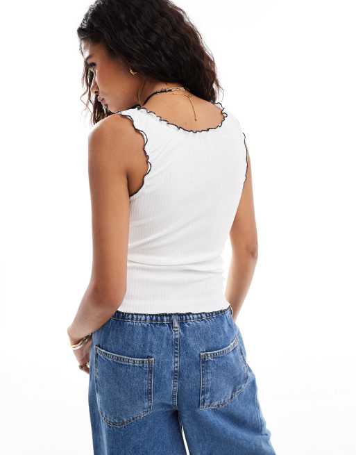 White ruched tank top on sale