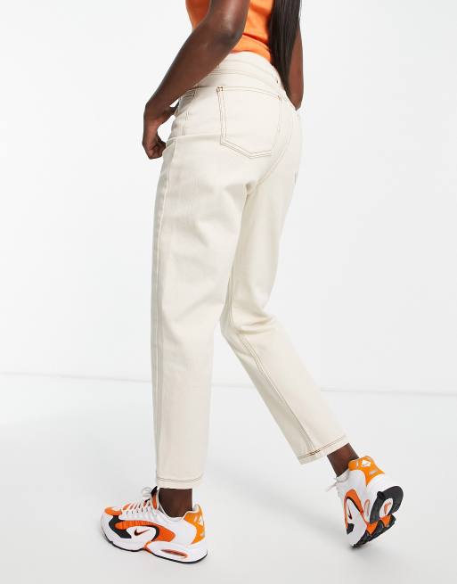 Cream mom jeans best sale