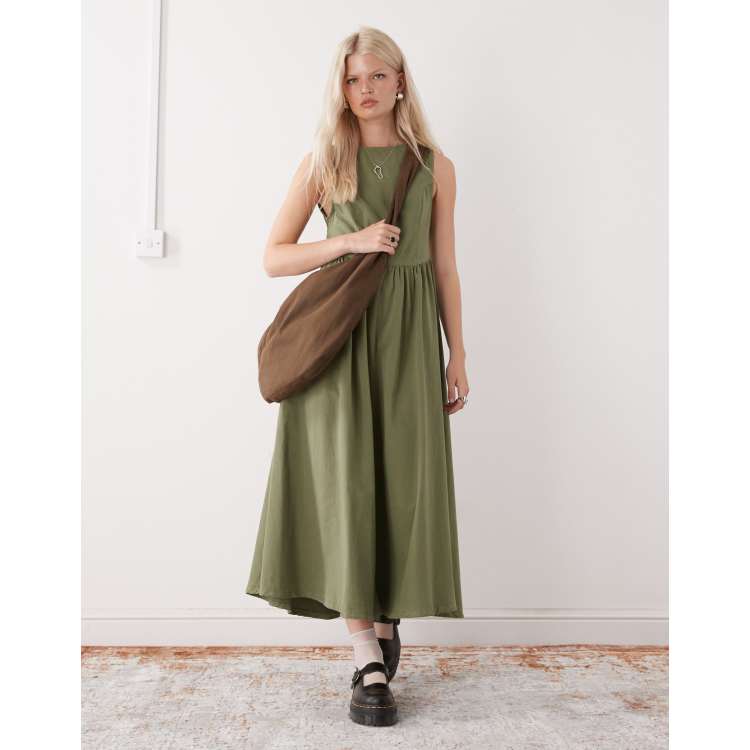 Midi Dress Washed Olive Green Dress L'Academie The Tracee Midi Dress In  Olive Green REVOLVE