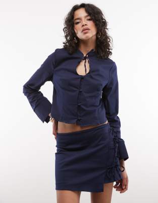 Reclaimed Vintage Tie Detail Skort In Blue