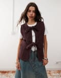 [Reclaimed Vintage] Reclaimed Vintage tie front cord top in burgundy-Blue 8 burgundy