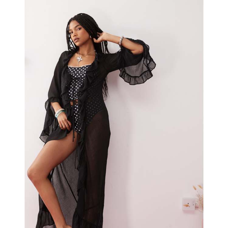Sheer Long Black Bathing Suit Cover Ups Summers With You Sheer Swim Cover  Up Dress Black