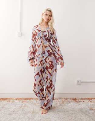 Reclaimed Vintage Tie Front Sheer Beach Top In Multi