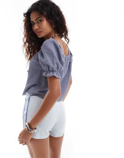 Reclaimed Vintage tie front top in seersucker gingham