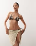 [Reclaimed Vintage] Reclaimed Vintage tie side beach skirt in butter yellow sequins-White One Size Cream