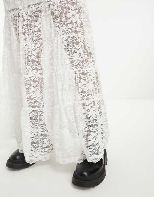Tiered lace skirt vintage cheap