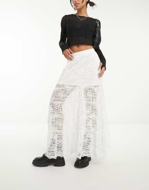 Vintage white new arrivals maxi skirt