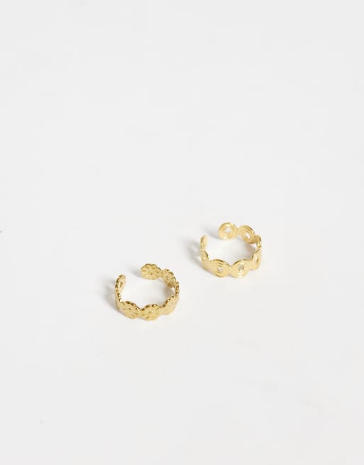 Reclaimed Vintage toe 2 pack stainless steel rings in gold